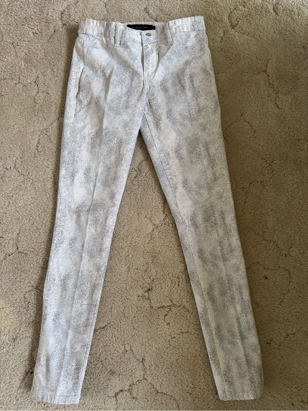 Calvin Klein Jeans White Snake-Print Skinny Jeans